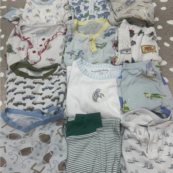 Lot of 13 Pima pajamas tee short sleeve long pants boys lake tbbc roller rabbit